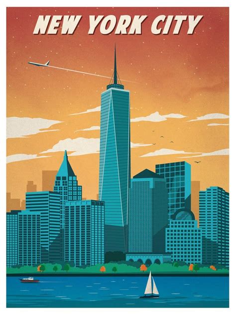 Vintage New York Print in 2021 | Travel posters, Vintage travel posters, Vintage new york