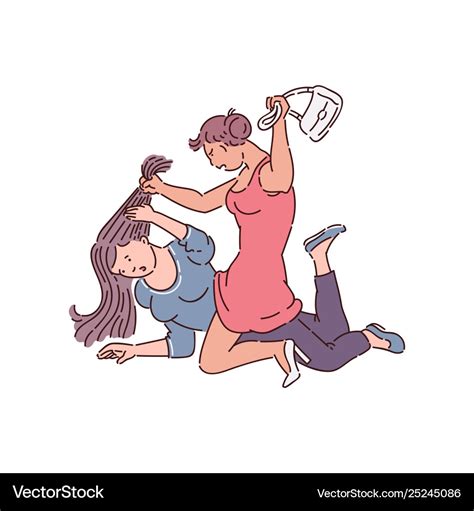 Girl fight between two women - drawing Royalty Free Vector