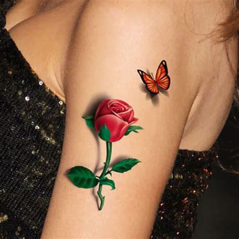 Tatoo 3D tatuagem de rosa 2015 flor falso borboleta temporária fantasia à prova d ' água ...