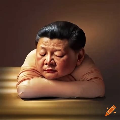 Image of xi jinping sleeping on a brass bed on Craiyon