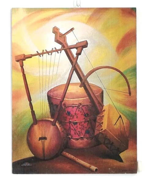 a painting of an instrument and musical instruments