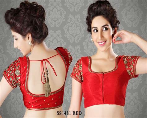 Red Stunning Chanderi Fabric Saree Blouse http://rajasthanispecial.com/index.ph… | Cutwork ...