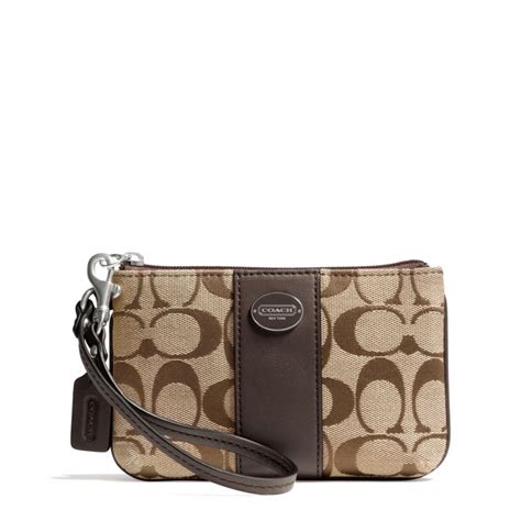 Coach Legacy Small Wristlet in Signature Fabric in Brown | Lyst