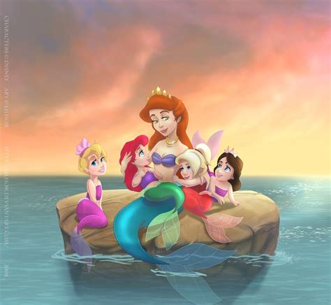 Ariel's sisters Fan Art: Athena, Ariel and Sisters | Disney princess fan art, Disney fan art ...