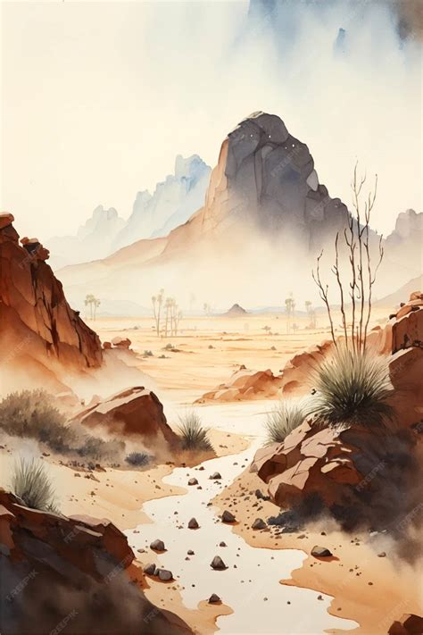 Premium AI Image | Watercolor painting of a desert scene generative ai