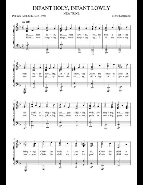 INFANT HOLY INFANT LOWLY sheet music for Piano download free in PDF or MIDI