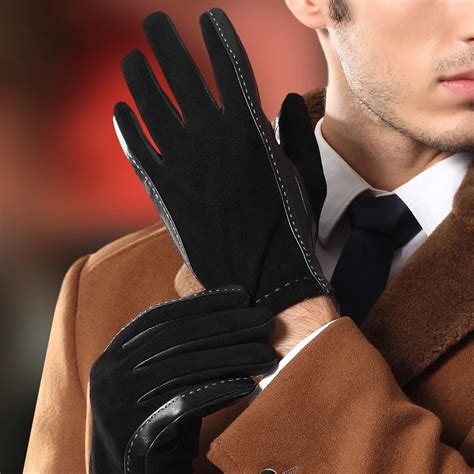 Men'S Genuine Leather Gloves Fall And Winter Plus Cashmere Warm ...