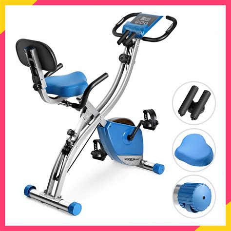 Wonder Maxi Folding Magnetic Exercise Bike, Upright Recumbent Indoor Workout Bike with Front and ...