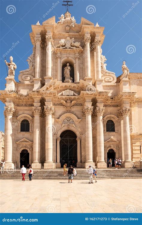 Ortigia: Cathedral Facade. Color Image Editorial Stock Photo - Image of ...