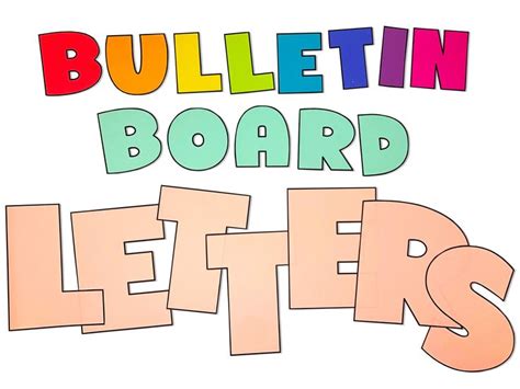 the words bulletin board letters are multicolored