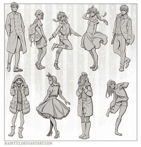 Various poses in casual clothes by Radittz on DeviantArt