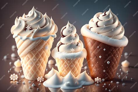 Premium AI Image | Chocolate vanilla ice cream cone ads with ice cubes ...