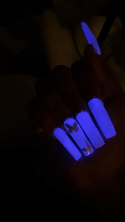 Glow In The Dark Nails [Video] | Dark acrylic nails, Long acrylic nails coffin, Blue acrylic nails