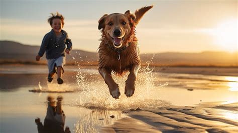 Premium AI Image | Playful happy dog running and jumping