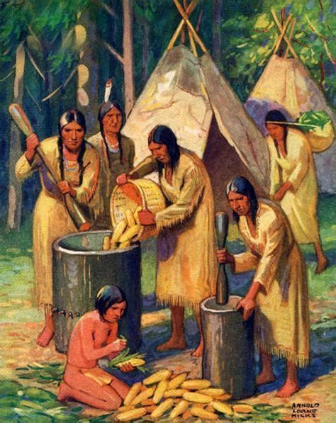 Native Americans Preparing Corn | American indian art, Native american, Native american indians