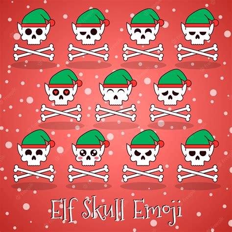 Premium Vector | Elf skull emoji with bones