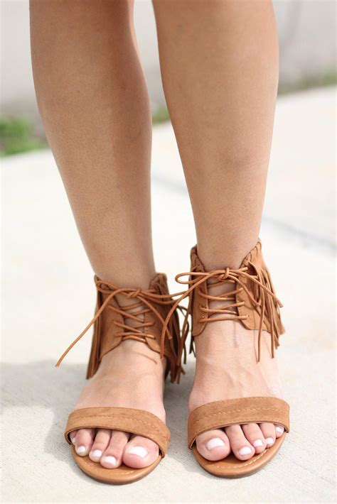 Tan Fringe Flat Sandals | Tan Sandals | Fringe Sandals – Saved by the Dress