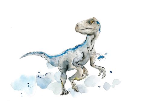 Blue the Velociraptor Art Print Dinosaur Art Print | Etsy