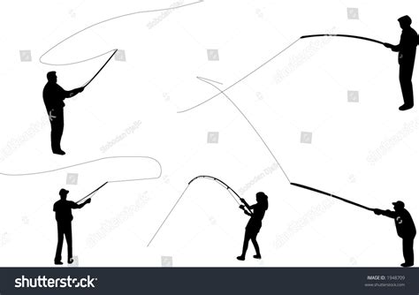 Fishing Silhouettes (Fishing Line Also Included) Stock Vector Illustration 1948709 : Shutterstock