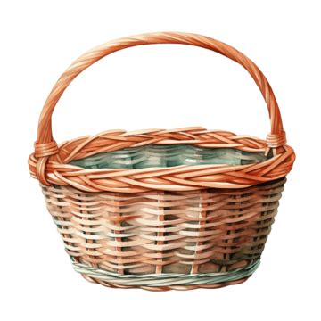 Watercolor Wicker Basket Illustration, Wicker Basket, Straw, Rattan PNG Transparent Image and ...