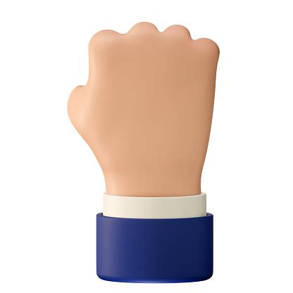 Cartoon Character Hand Fist Gesture Fight Or Protest Clip Art Hand Holding Mock Up 3d Render ...