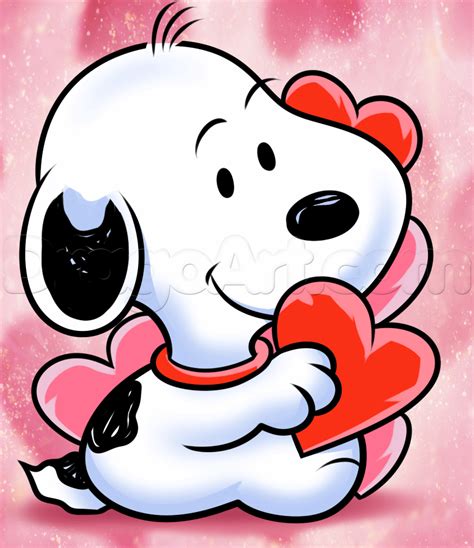 How to Draw Valentine Snoopy, Step by Step, Valentines, Seasonal, FREE Online Drawing Tutorial ...