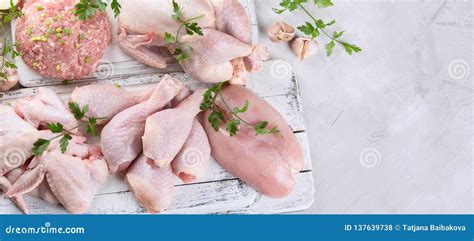 Different Types of Fresh Chicken Meat Stock Photo - Image of turkey, pieces: 137639738