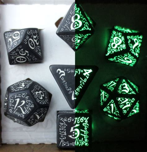 Elven Glow in the Dark DND Dice Set RPG Dice | Etsy Dragon Dies ...