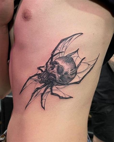 Spider black & white | Spider tattoo, Cool chest tattoos, Waist tattoos
