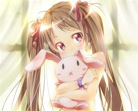 Cute, kid, rabbit, girl, anime, long hair, HD wallpaper | Peakpx