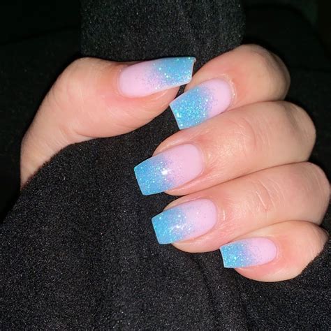 Cotton candy nails | Blue ombre nails, Blue glitter nails, Ombre nails