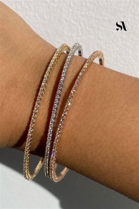 Flexible Diamond Bangle ! Back in stock 🔥 3 Tones Available Gold Bracelet For Women, Diamond ...