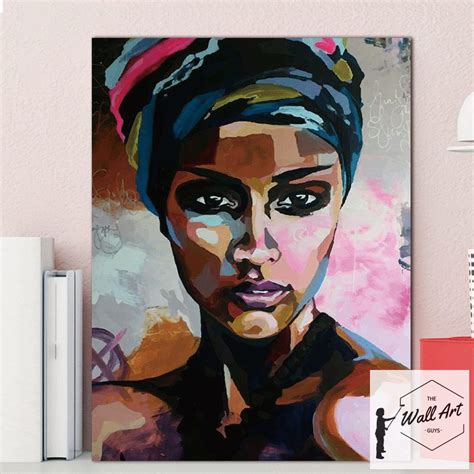 Watercolor Portrait of a Beautiful Black Woman on Canvas in 2020 | African art paintings ...