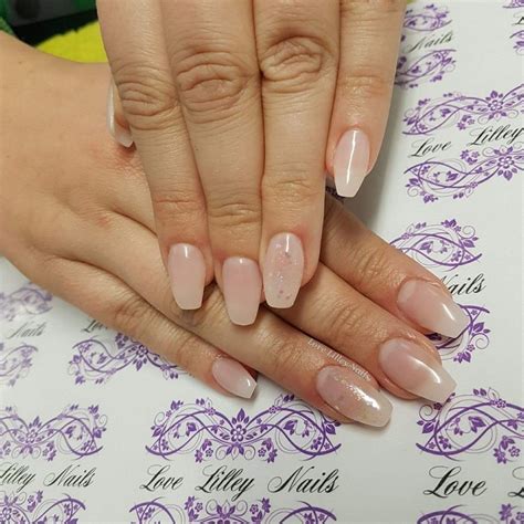 Light Pink Gelish Polygel Nail Extentions with subtle ring finger ...