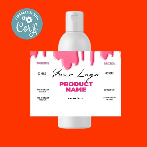 Shampoo Bottle Label Template. Pink Slime Label Instant | Etsy | Bottle label template, Label ...