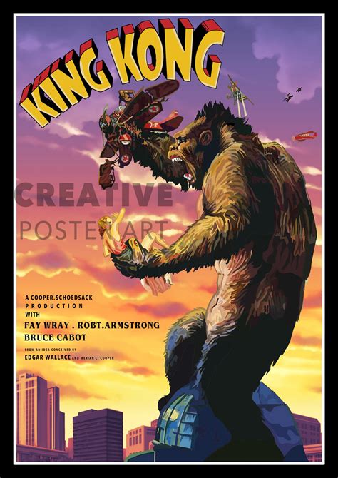 King Kong Poster, King Kong Movie Poster,1933 King Kong Film Poster,sci-fi Movie Poster, King ...