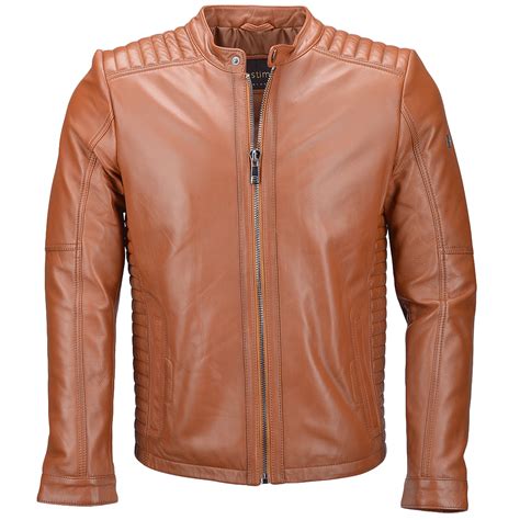 Vegetable Tanned Leather Ribbed Biker Jacket Tan/ Nap : Venom