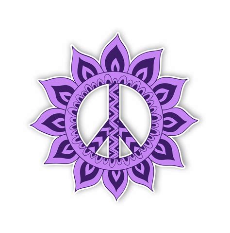 Purple Flower Peace Sign Sticker Car Motorcycle Bicycle Skateboard ...