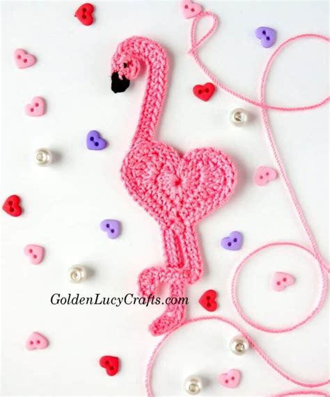 Crochet Flamingo Applique, Free Pattern - GoldenLucyCrafts