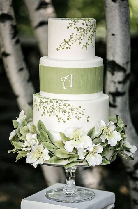 Beautiful Bridal: Green Floral Wedding Cakes