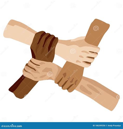 Different Races Of People Holding Hands Together. Top View Of Hands Of Different Skin Colors ...