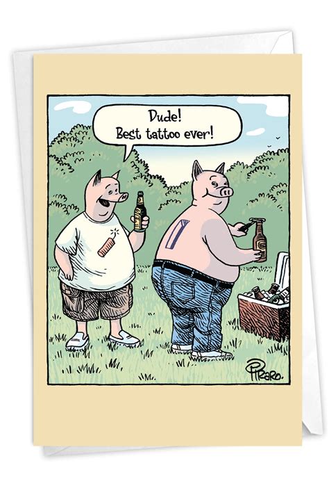 Funny Happy Birthday Card for Men - Pig Cartoon BBQ, Greeting Notecard C3644BDG - Walmart.com ...