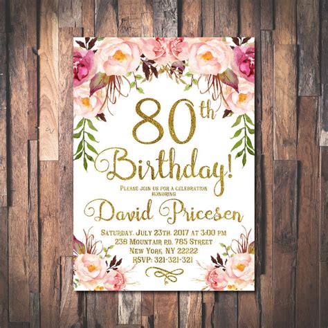 80th Birthday Party Invitations Templates Free Download - Nisma.Info