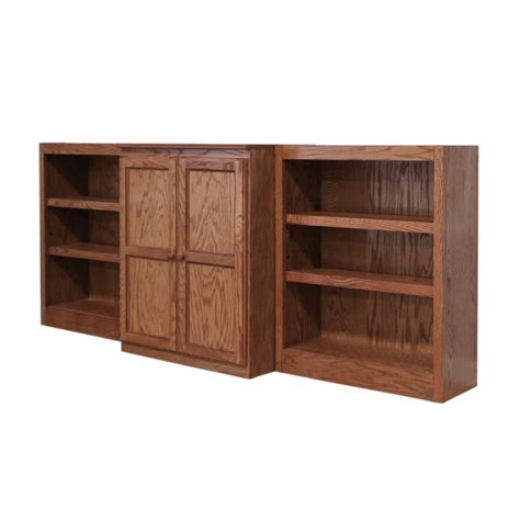 Concepts in Wood 8 Shelf Bookcase Wall with Doors, 36 inch Tall - Oak ...