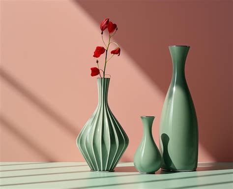 Premium Photo | Different decorative vases on shelf on light background
