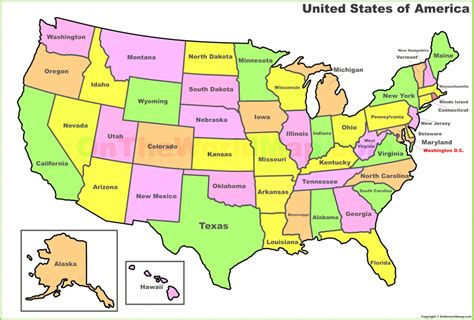 Us States Map Quiz - Printable Map