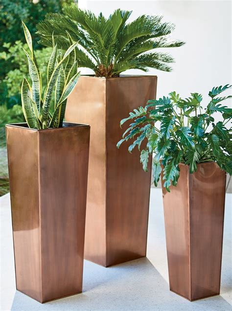 Stainless Steel Tapered Planter | Grandin Road | Planters, Planter pots, Copper planters