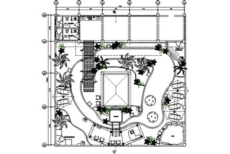 Resort garden landscaping structure and plan cad drawing details dwg file - Cadbull