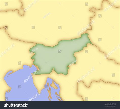 Map Of Slovenia, With Borders Of Surrounding Countries. Stock Photo ...