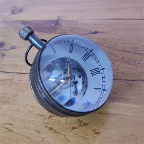 Antique Brass Ball Desk Clock Mechanical Table Top Paper Weight Decorative | eBay